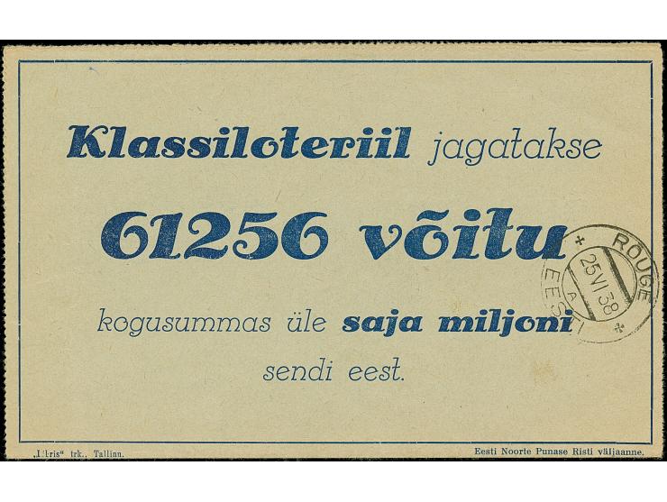 1937, PARO lettersheet no. 12, with additional franking 10 senti brown, with special cds. “TALLINN XI ÜLDLAULUPIDU 23 VI 38” 