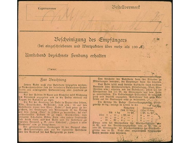 1920, Aufdruckausgabe im Hochoval 75 Pfennig im senkrechten Paar zusammen mit Germania Nachläufer 50 Pfennig mit Stempel “LÖT