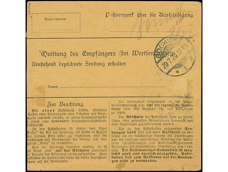 1920, Aufdruckausgabe im Hochoval 50 Pfennig, senkrechtes Paar und Einzelwert wie 2,50 Mark, sauber mit Korkstempel bzw. Aufg
