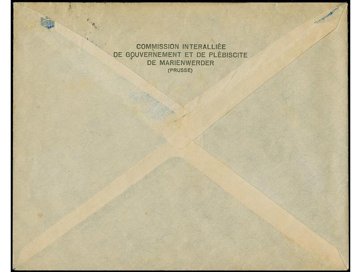 1920, “COMMISSION INTERALLIEE GOUVERNEMENT ET PLESBICITE MARIENWERDER”, violettfarbenes Siegel mit nebengesetztem Aufgabestem