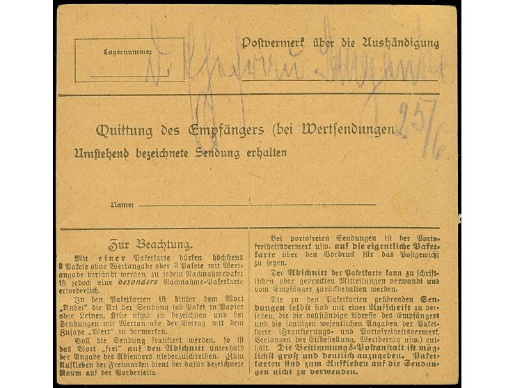 &nbsp;1920, 1. Mailänder Ausgabe 1 Mark, waagerechtes Paar, mit Korkstempel bzw. Aufgabestempel “GARNSEE 23.6.20” auf Paketka