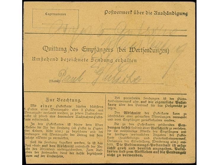 1920, 1. Mailänder Ausgabe 15 Pfennig, zwei Einzelwerte, sowie 20 Pfennig und 2 Mark, sauber mit Korkstempel und nebengesetzt