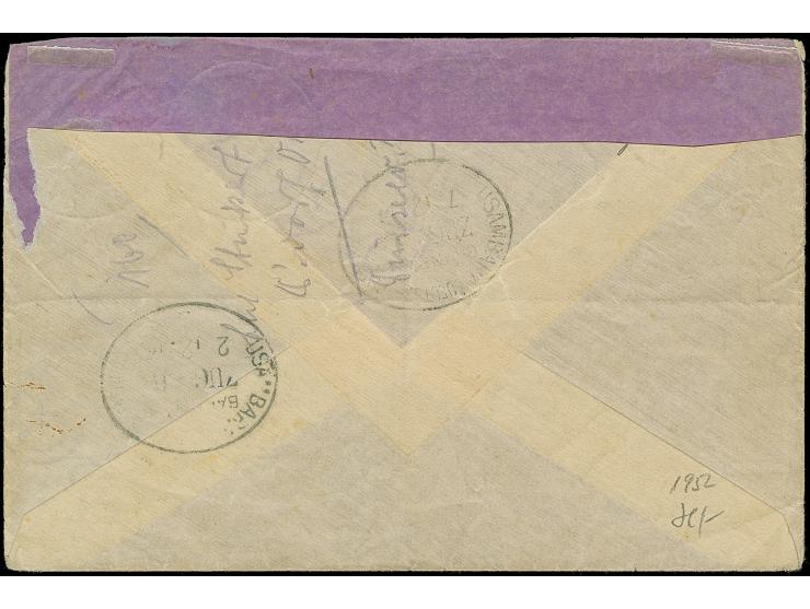 1914, “TAVETA DEUTSCHE FELDPOST 26.11.14” klar auf Kaiseryacht 45 H. mit Wasserzeichen auf R-Brief mit fehlerhaftem Blanko-R-