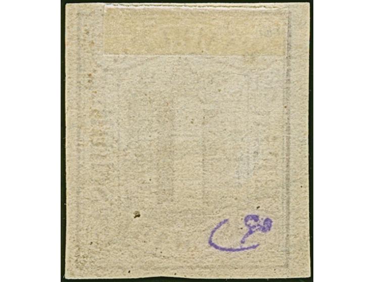 1 Sch. braun ohne Wasserzeichen, Farbfrisch und allseits breitrandig, sauber entwertet durch Strichstempel. Kleine helle Stel