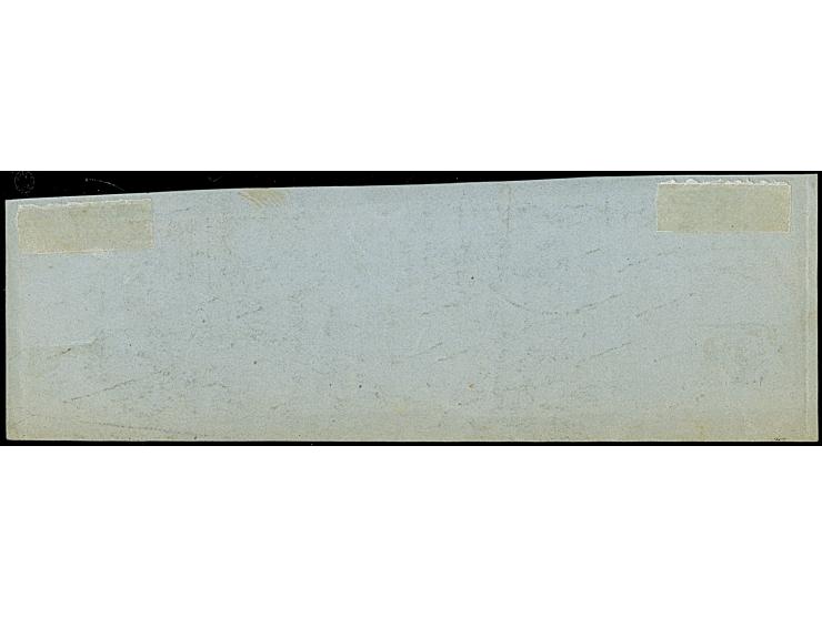 1 Sch. braun im waagerechten 4er-Streifen, Die beiden rechten Werte unten leicht berührt, sonst voll-bis breitrandig, mit jew