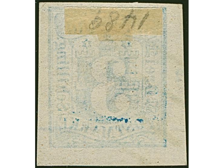 3 Sch. preußischblau, voll- bis meist breitrandige linke untere Bogenecke mit Teil des Reihenzähler "12", sauber entwertet du