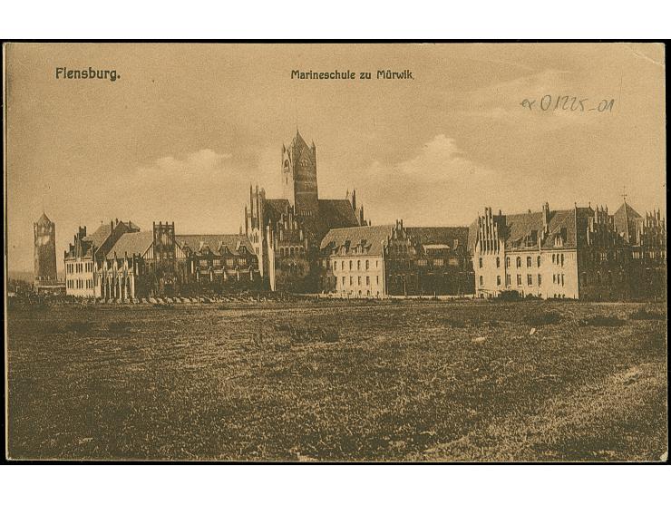 FELDPOST: 1920, Ansichtskarte “Flensburg Marineschule zu Mürwik” mit Absenderangabe “Schleswig Plebiscite Zone”, datiert 24.2