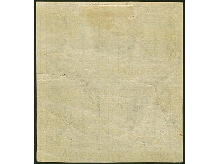 1¼ Sch. grau im 4er-Block (Typen11/12/3/4), voll- bis breitrandig, ungebraucht mit Originalgummi. Leichte Knitter, sonst einw