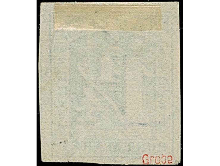 1¼ Sch. stumpfblau, farbfrisch und voll- bis meist breitrandig, sauber entwertet durch apptierten dänischen EKr. Bis auf winz