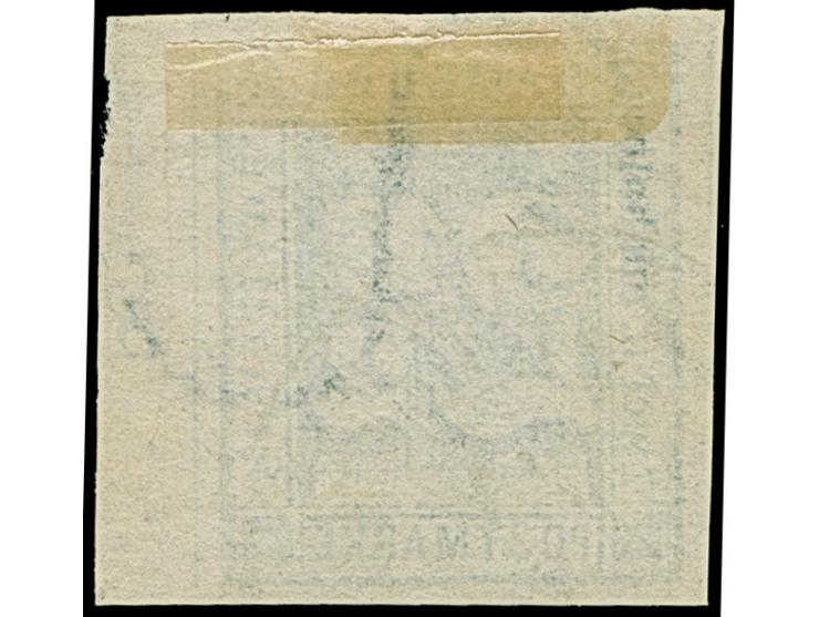 2½ Sch. grün, allseits breitrandig, rechts mit schmalem Bogenrand und Reihenzähler “8”, leicht entwertet durch EKr. des Stadt