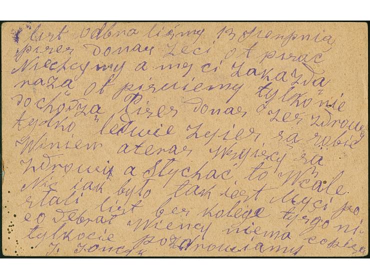 1920, Ganzsachenkarte Germania 5 Pfennig mit Stempel “CZENSTOCHAU 22.8.16”, nicht zustellbar mit großem Stadtpoststempel “STÄ