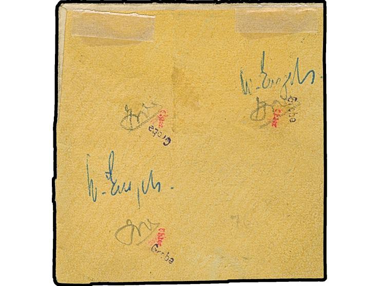 1⁄2 Sch. schwarz in Mischfrankatur mit Lübeck 1863/67, 1⁄2 Sch. grün und 1 Sch. orange, mit über alle Werte gehendem klarem D