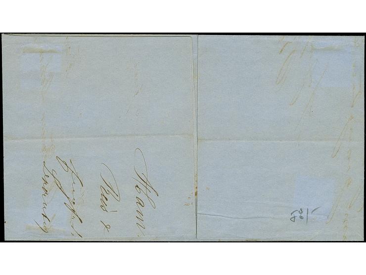 1 Sch. braun im waagerechten 3er-Streifen, farbfrisch und gut gezähnt, mit sauberauf- und nebengesetztem blauen DKr. “HAMBURG