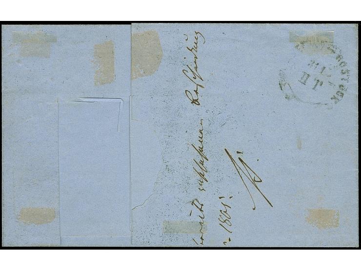 1 Sch. braun im waagerechten 3er-Streifen, farbfrisch und gut gezähnt, mit sauberen Strichstempeln und nebengesetztem DKr. “H