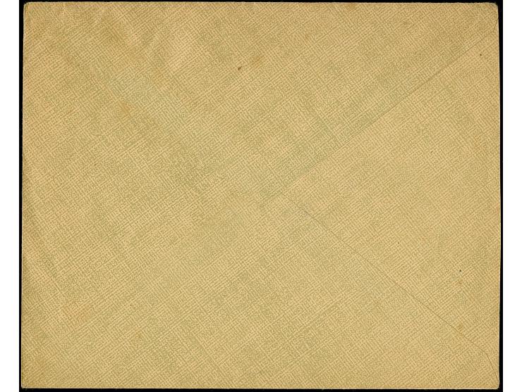 “ELVA LIFL.”, provisional violet straight-line cancel on Flower Design 5 kopek reddish-orange, vertical-strip of three on cov