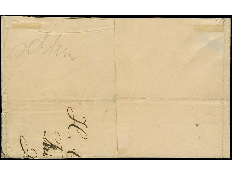 1 Sch. braun und 3 Sch. ultramarinblau, mit blauem Strichstempel und nebengesetztem EKr. “HAMBURG BAHNHOF 17 12 67” auf Brief