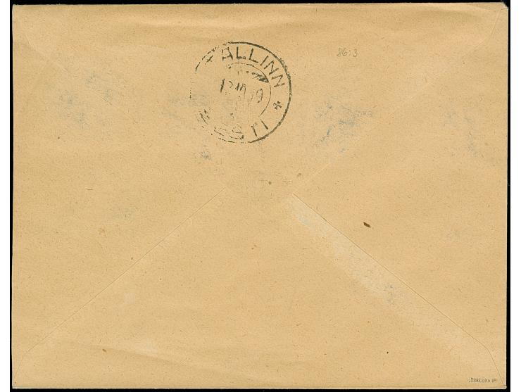 "Nöo",&nbsp;provisional cancel with handwritten date “11-10 19” on Flower 5-15 kopeks and 35-70 penni, on registsred cover to