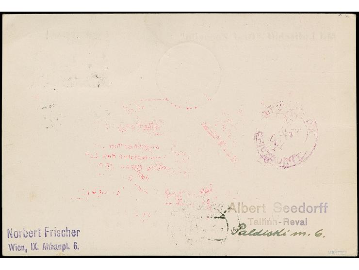 1933, Chicagofahrt mit Anschlussflug, als R-Karte ab “TALLINN -9.X.33”, rechts etwas geknittert, sonst tadellos
