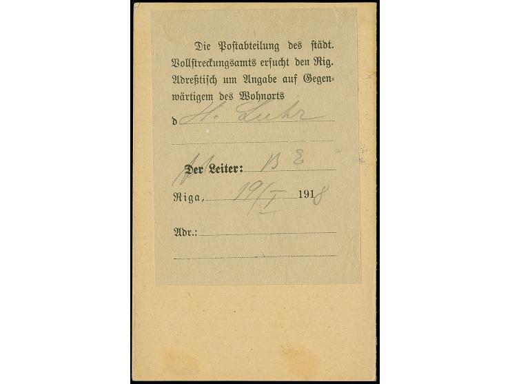 “Die Postabteilung des Städt. Vollstreckungsamts ersucht den Rig. Adreßtisch um Angabe auf Gegen-wärtigem des Wohnorts”, Hinw