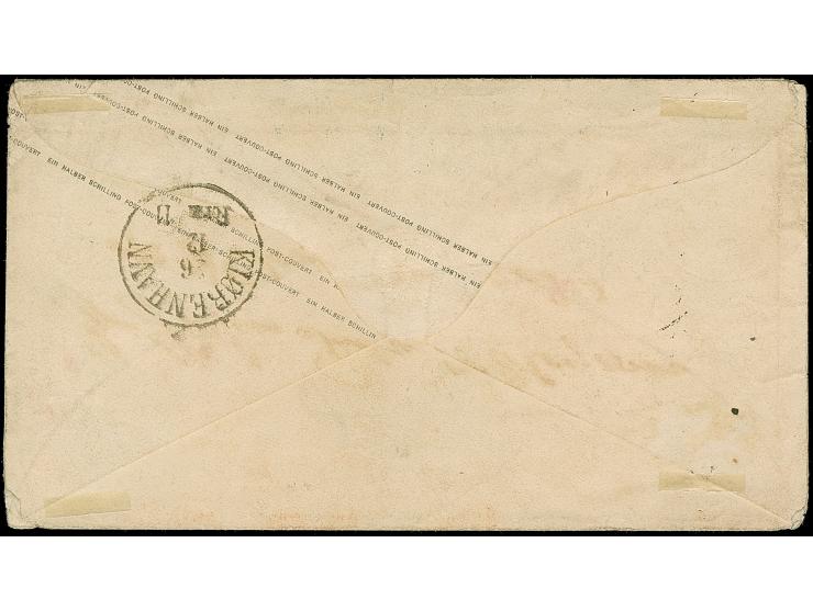 Umschlag ½ Sch. mit Zufrankatur von 2 Einzelwerten 1 Sch. braun, mit blauem DKr. "HAMBURG ST. P. 25/12 67" nach Kopenhagen, m