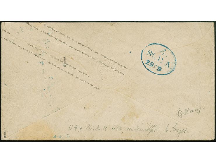 Umschlag 2 Sch. mit Zufrankatur ½ Sch., mit blauem Strichstempel und nebengesetztem Mecklenburger DKr. "HAMBURG 29/9" nach Pa