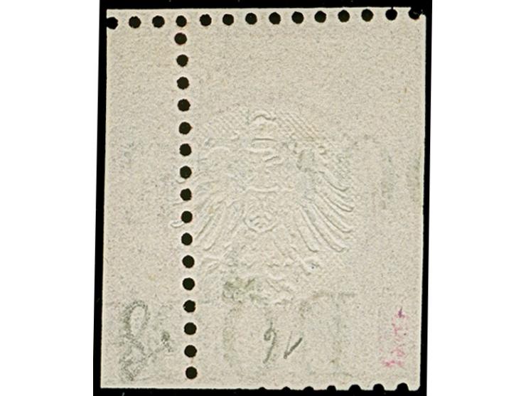 1 Gr. karmin mit stark nach rechts verschobener senkrechter Zähnung durch das Markenbild, allseits Scherentrennung mit klarem