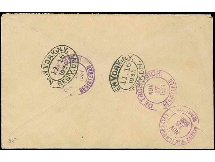 1931, Tuberculosis care 25 santimi, block of six from the upper left sheet corner, tied by cds. “RIGA 4 11 31” to registered 