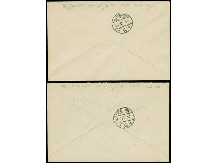 1932, Relief fund 2-20 santimi, perforated and imperforated, each as complete set with additional franking, tied by cds. “RIG