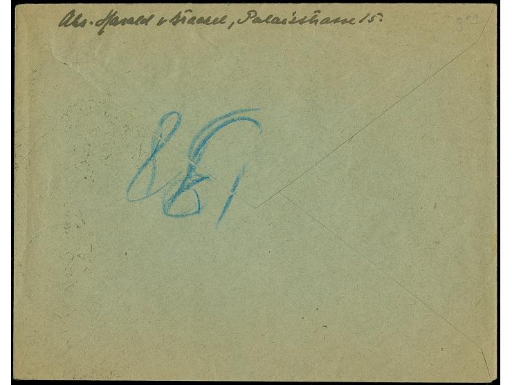 1919, Sun design 3-5 kopek, with additional franking, including un-overprinted 25 kopek, all tied by cds. "JELGAWA 14 10 19" 