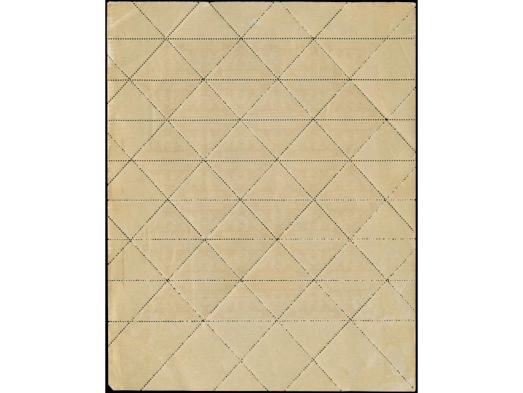 1916, Bestellgeldmarke (3 Kopeken) dunkelrötlichlila, kompletter Druckbogen zu 48 Marken mit 21 Kehrdruckpaaren, mit allen Rä