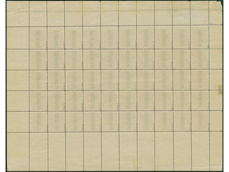 1916, Bestellgeldmarken 3-10 Kopeken mit Aufdruck, je im kompletten Schalterbogen mit allen Rändern, jede Marke mit Datums-L1