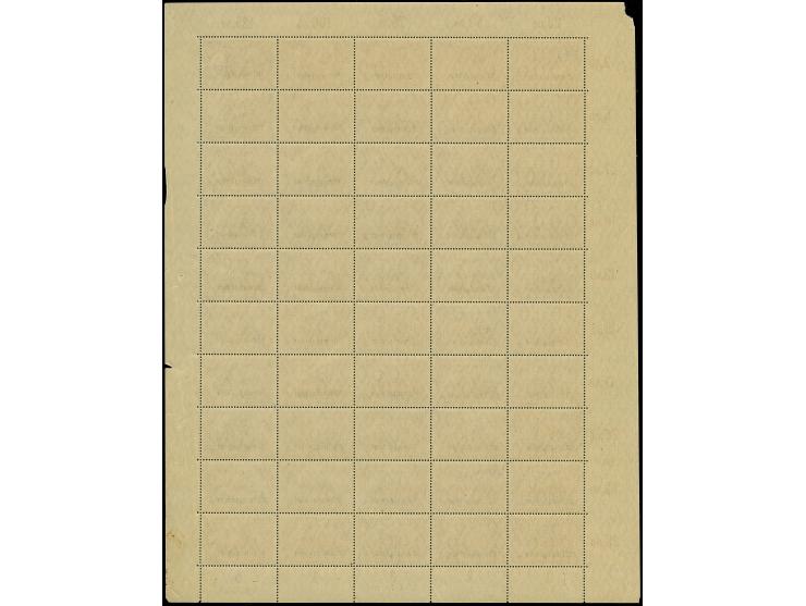 1920, Germania 2,50M. dunkelgraulila im kompletten Bogen zu 50 Werten, mit Ur-HAN “H 4891.20” und Aufdruck-HAN “H 4079.20”, p