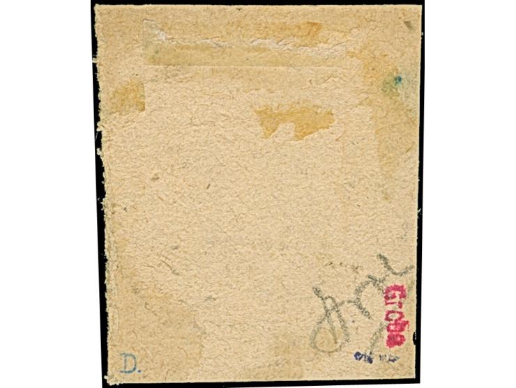 3 Pfg. gelblichgrün, farbfrisch mit klarem Stempel “LAMU OSTAFRIKA 3/2 91” auf kleinem Briefstück, durch Randklebung leichte 