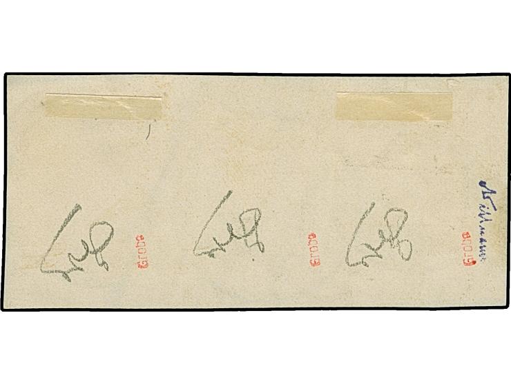 5 Pfg. violettpurpur, 3 Einzelwerte, davon einer mit Plattenfehler 'Querstrich im Kreuz der Krone tiefer stehend', mit jeweil