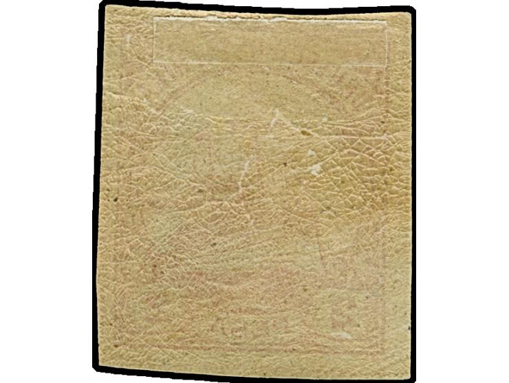 2 P., ungezähnter Probedruck in rot, breitrandig ungezähnt, ungebraucht. Schöne und einwandfreie Erhaltung. Eine große Selten