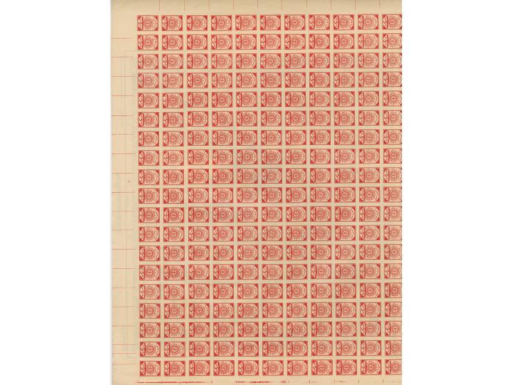 1919, Ear of corn 10 kopek red, imperforated, complete sheet on map T18 Dünaburg, mint never hinged, very minor edge wrinkles