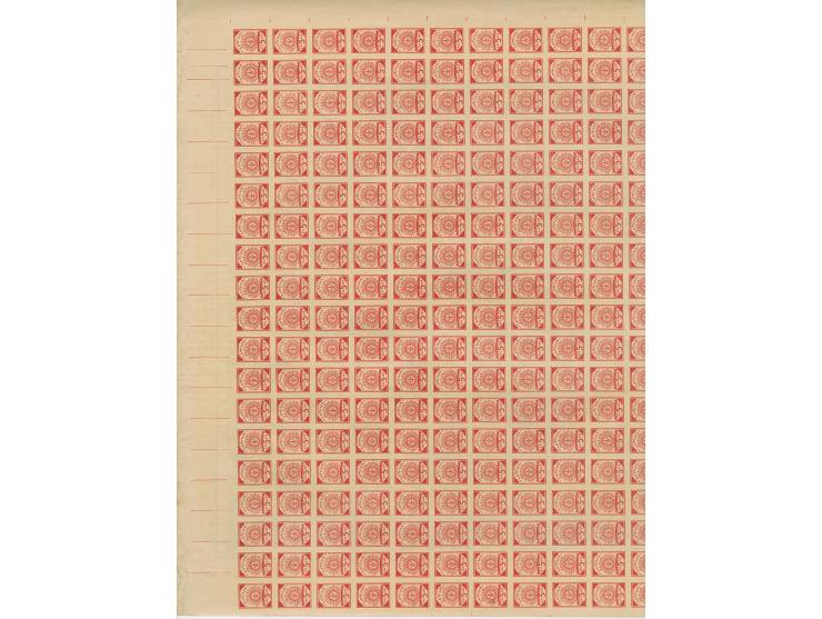 1919, Ear of corn 10 kopek red, imperforated, complete sheet on map T17 Wyschki, mint never hinged, very minor edge wrinkles,