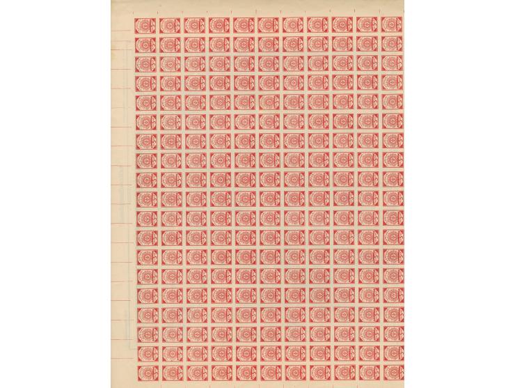 1919, Ear of corn 10 kopek red, imperforated, complete sheet on map S16 Jakobstadt, mint never hinged, very minor edge wrinkl