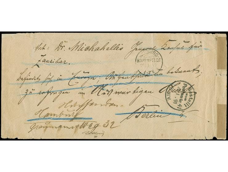 20 Pfg. dunkelultramarin, 2 Einzelwerte mit einzeln sauber auf- und nebengesetztem "LAMU 7/1 91" auf größerformatigem Briefku