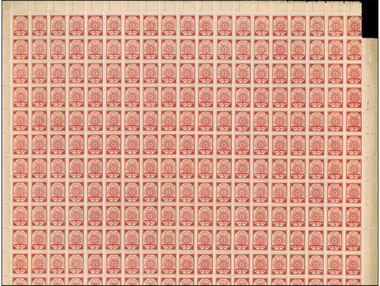 1919, Ear of corn 10 kopek red, perforated, complete sheet on map M19 Kielmy, mint never hinged, some perf separations, small