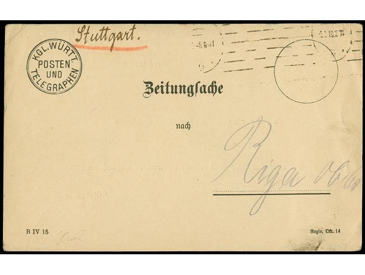 Deutsches Reich Germania 10 Pfennig. lebhaftrotkarmin, mit violettem L1 „Nachlieferung 10 Pfg.“ rückseitig auf Zeitungssache 