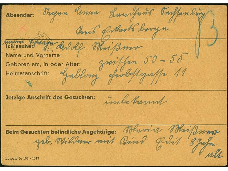 1945, Wappen 8 Pfg. in Mischfrankatur mit Ziffer 12 Pfg. grau und senkrechtes Paar 15 Pfg. lila mit Stempel “HELDRÜNGEN 2.7.4