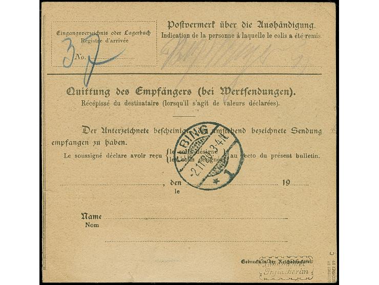 1920, 2 Mark schwarzblau, senkrechtes Paar mit Federzug und Aufgabestempel “SCHÖNEBERG (WEICHSEL) -1.11.20” als Mehrfachfrank