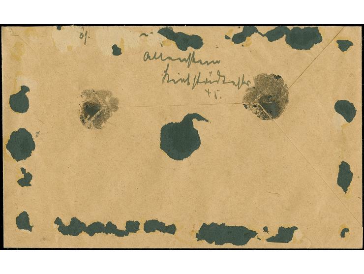 1920, Aufdruckausgabe 15 Pfennig braunrot, sogen. “Siegesmarke”, mit Zufrankatur mit Stempel “ALLENSTEIN 17.8.20” auf gering 