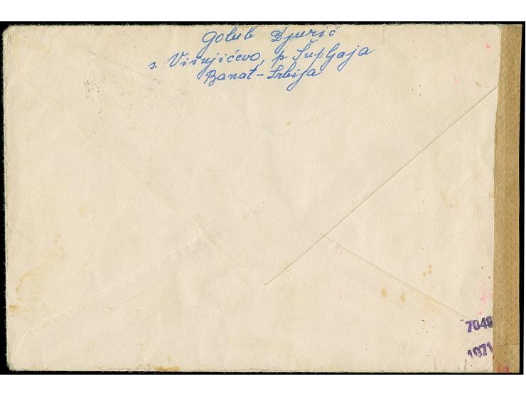 1943, Kriegsinvaliden 3+5 Dinar mit Klöster 1 Dinar, mit Stempel “SUPLJAJA .V.43” auf portogerechtem Auslandsbrief nach Prag 