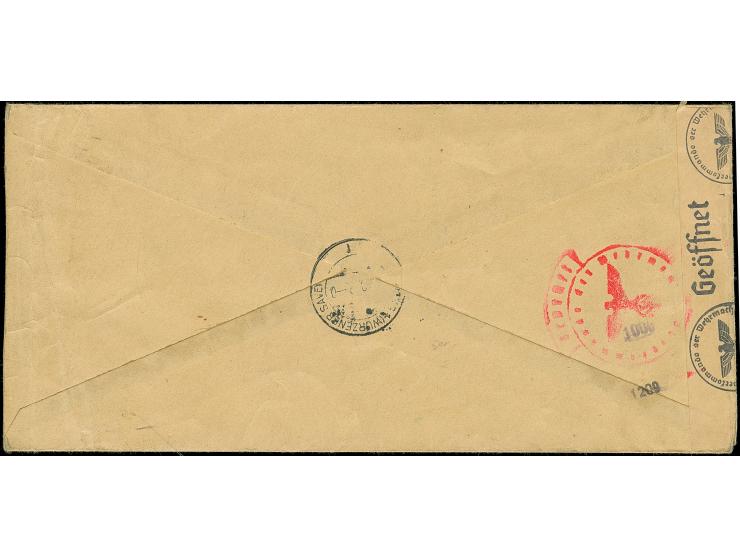 1942, Für die Armen 2+6 - 20+40 Dinar, sauber mit Stempel “BEOGRAD 20.X.42” auf Eil-R-Brief mit Zensurstreifen nach Assling m