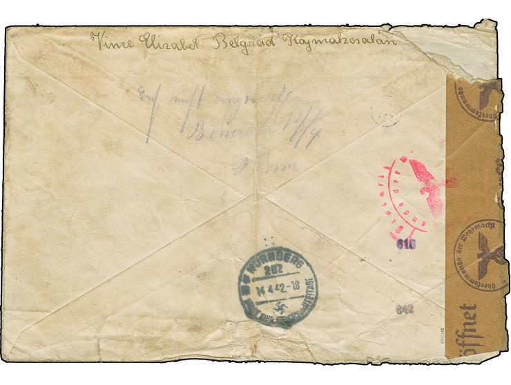 1941, König Peter II. 20 Dinar zusammen mit 1. Ausgabe König Peter II. 1 Dinar, mit Stempel “BEOGRAD -9.IV.42” auf portogerec