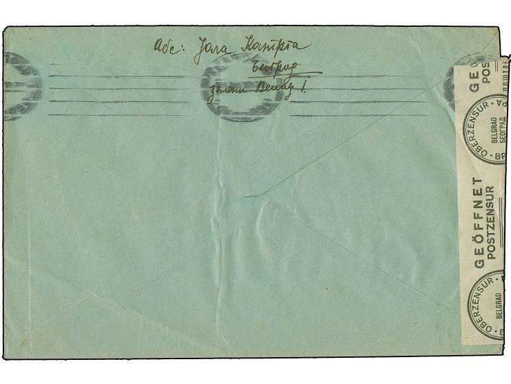 1941, König Peter II. 2 Dinar lilakarmin, ohne Netzüberdruck, sauber mit Maschinenstempel “BEOGRAD 25.IX.41” auf portogerecht