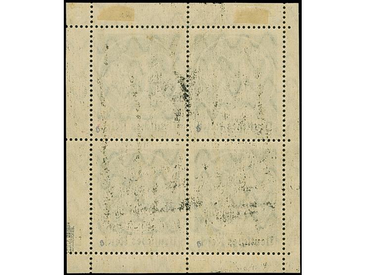 1920, Bayern-Abschied, 20 Mark schwarz, Probedruck von neuer Platte mit abgeschwächtem Schriftzug “BAYERN”, Viererblock im Kl