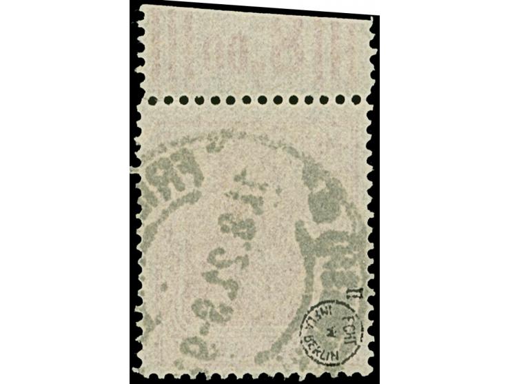 1920, Germania 40 Pfg. rot, Walzdruck-Oberrandstück mit Konfiguration “3'7'3”, sauber gestempelt, der Oberrand beschnitten, s